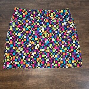 ATTYRE New York Women's Skort Size 10 Geometric Colorful Squares Mini